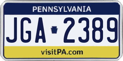 PA license plate JGA2389