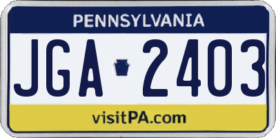 PA license plate JGA2403