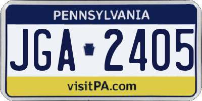 PA license plate JGA2405