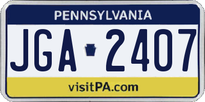 PA license plate JGA2407