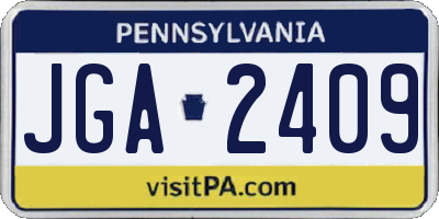 PA license plate JGA2409