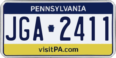 PA license plate JGA2411