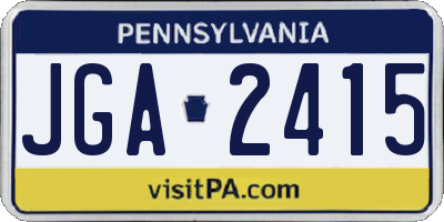 PA license plate JGA2415