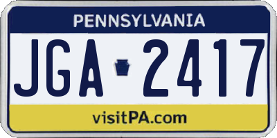 PA license plate JGA2417