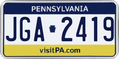 PA license plate JGA2419