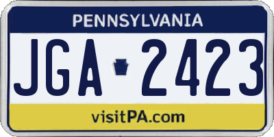 PA license plate JGA2423