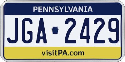 PA license plate JGA2429