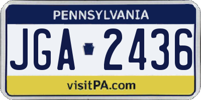 PA license plate JGA2436