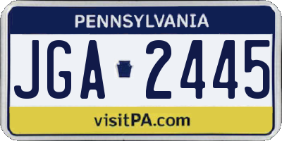 PA license plate JGA2445