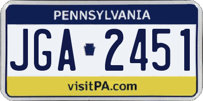 PA license plate JGA2451