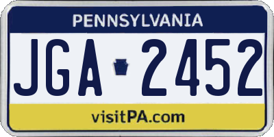 PA license plate JGA2452