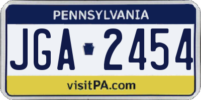 PA license plate JGA2454