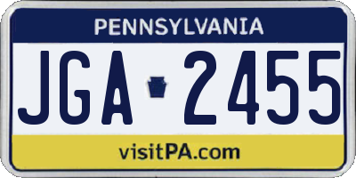 PA license plate JGA2455