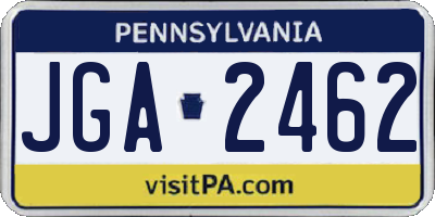 PA license plate JGA2462