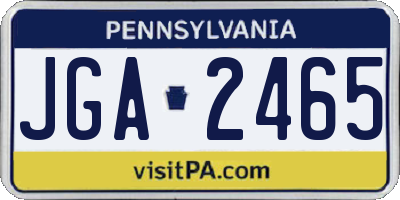 PA license plate JGA2465