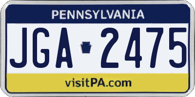 PA license plate JGA2475