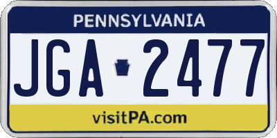 PA license plate JGA2477