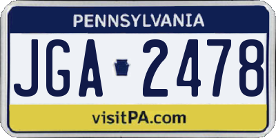 PA license plate JGA2478