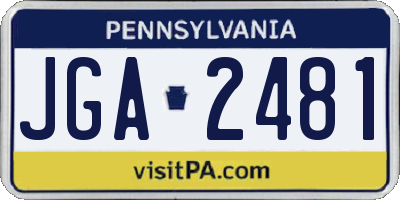 PA license plate JGA2481