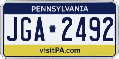 PA license plate JGA2492