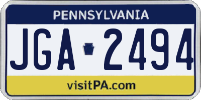 PA license plate JGA2494