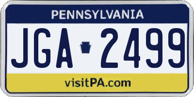 PA license plate JGA2499