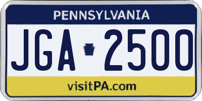 PA license plate JGA2500