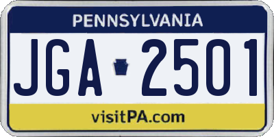 PA license plate JGA2501
