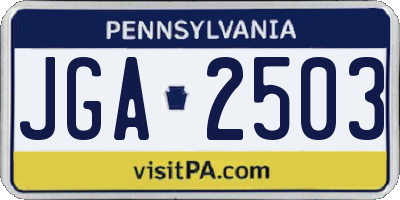 PA license plate JGA2503