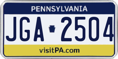PA license plate JGA2504