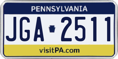 PA license plate JGA2511