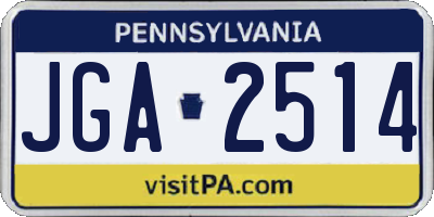 PA license plate JGA2514