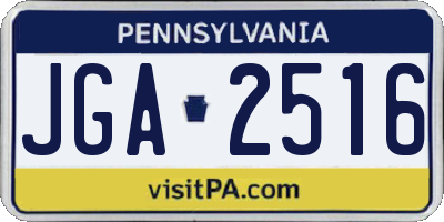 PA license plate JGA2516