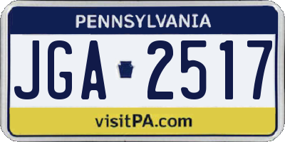 PA license plate JGA2517