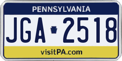 PA license plate JGA2518