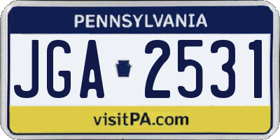 PA license plate JGA2531