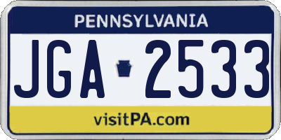 PA license plate JGA2533