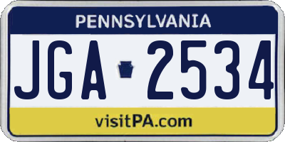 PA license plate JGA2534