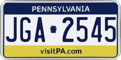 PA license plate JGA2545