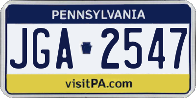 PA license plate JGA2547