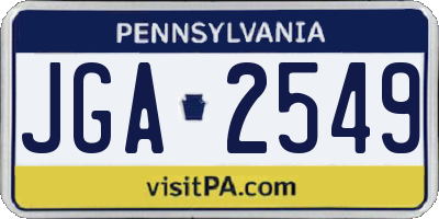 PA license plate JGA2549