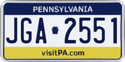 PA license plate JGA2551