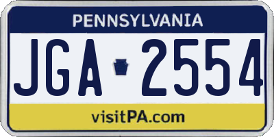 PA license plate JGA2554