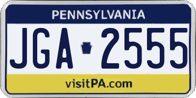 PA license plate JGA2555