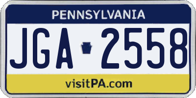 PA license plate JGA2558