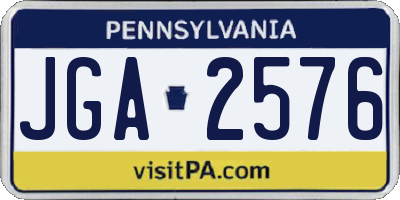 PA license plate JGA2576