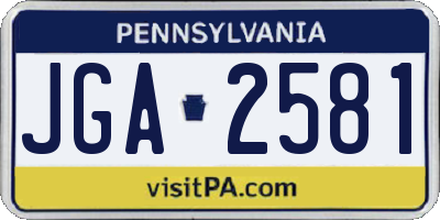 PA license plate JGA2581