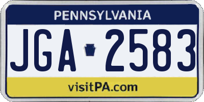 PA license plate JGA2583