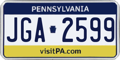 PA license plate JGA2599