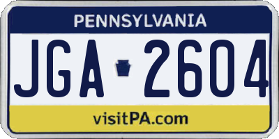 PA license plate JGA2604